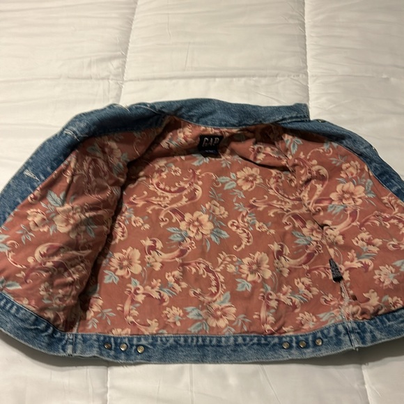 Vintage 90s Gap Jean Jacket Floral Print Girls Small - Picture 5 of 12